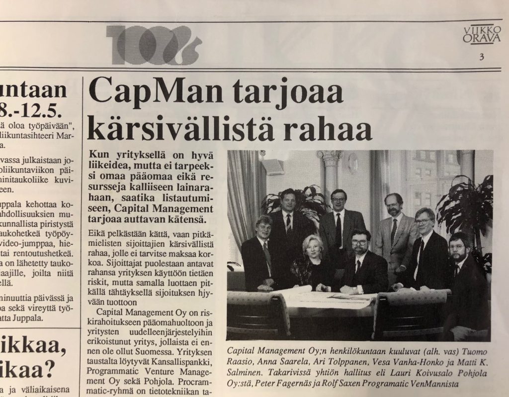 CapMan launch in KOP’s “Viikko-Orava” 4/89