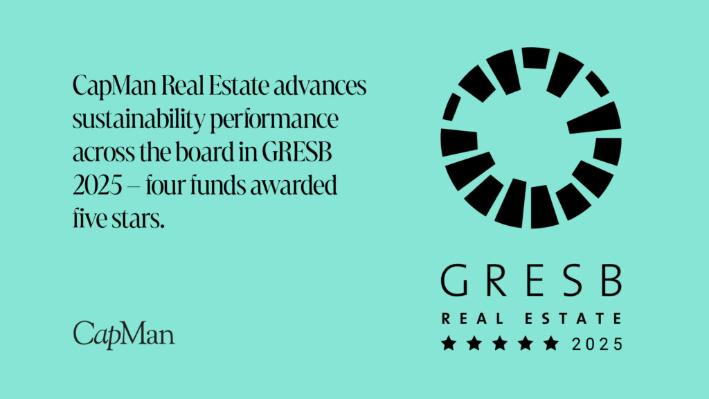 CapMan Real Estate advances sustainability performance across the board in GRESB 2025 – four funds awarded five stars